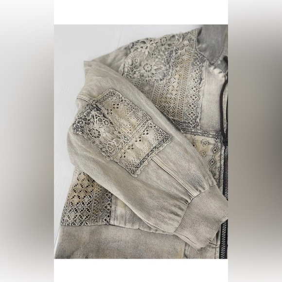 Fp Free People Mazzie Denim Bomber Hoodie Jacket NWOT - Picture 8 of 8